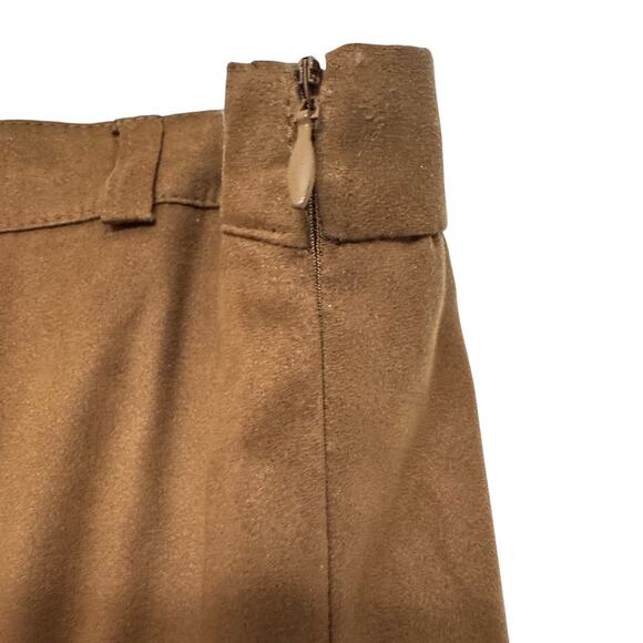 Basler Brown Faux Suede Maxi Skirt Size 16 Long Zip Front Classic Elegant EU 46 - Picture 4 of 7